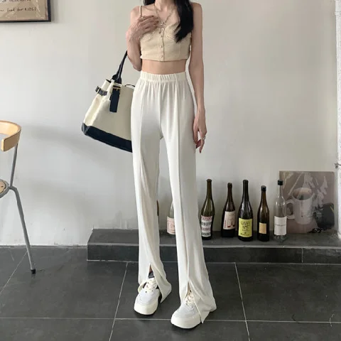 Women'S Fashion Casual Thin High Waist Loose Drape Straight Leg Suit Trousers Trousers Palazzo Wide Leg
