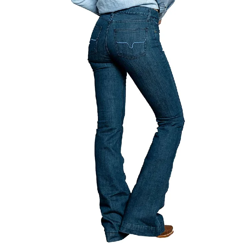 Kimes Ranch Lola Flare Leg Trouser Jeans Trousers Plaid Checkered