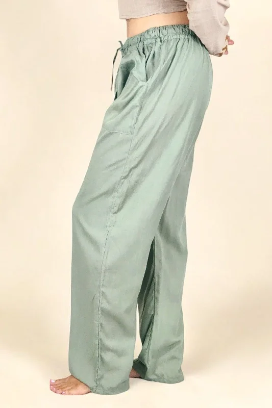 Green Sage Rayon Cotton Trousers Trousers Bridal Satin