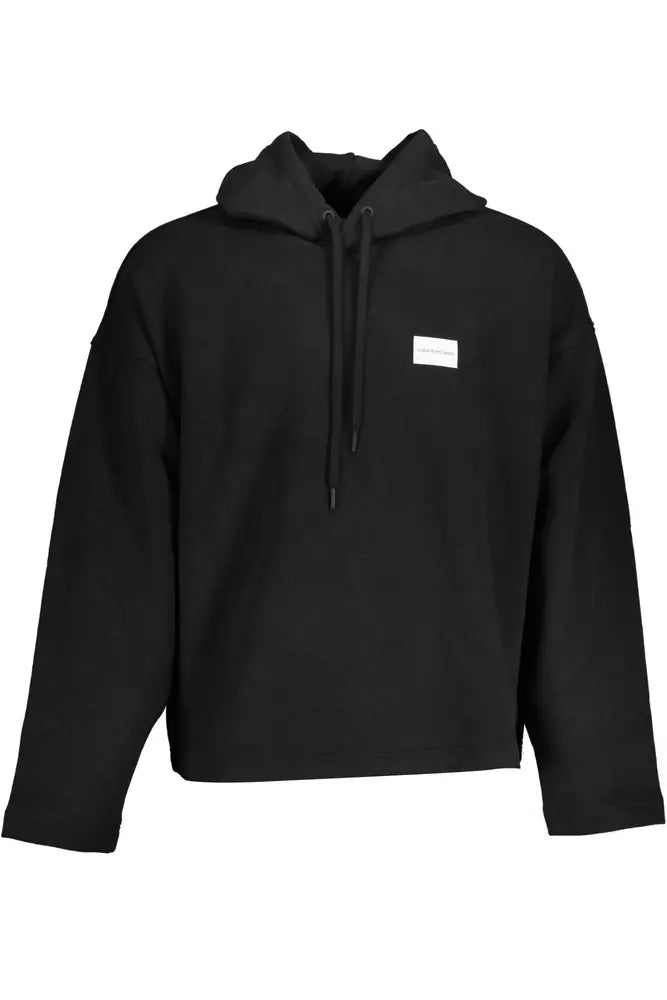 Black Cotton Men Sweater Zippered Buttoned Snapped