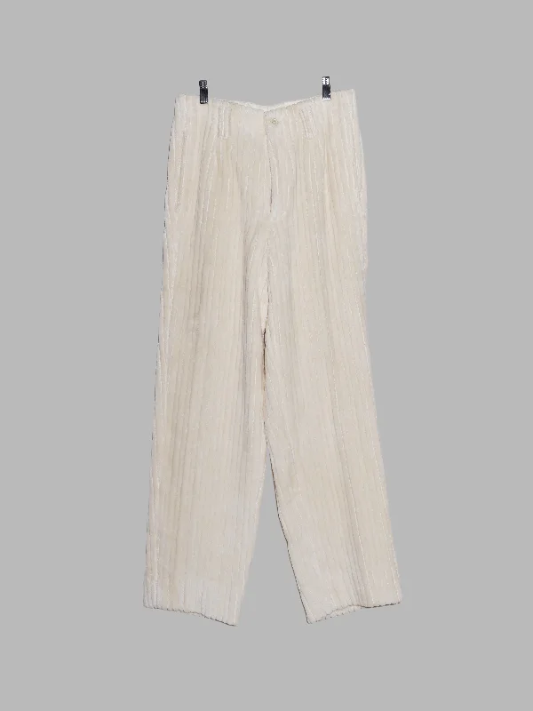 Domon cream cotton wide wale corduroy trousers - M S Trousers Brand Named