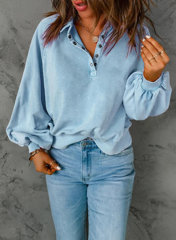 Long Sleeve V-Neck Pullover Sweatshirt Open Neck Pullover
