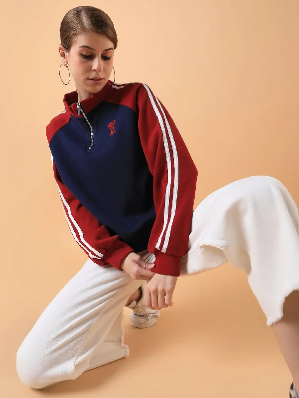 Women Colourblocked Navy Blue Drop Shoulder Pullover-8615-Navyblue Chenille Soft Sweater