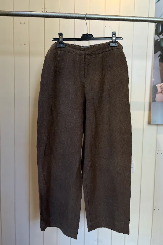 Re-Wear Oska Brown Linen Wide Leg Trousers Trousers Hiking Durable