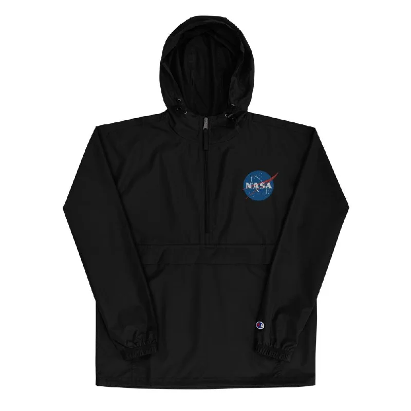 NASA Logo Embroidered Champion Packable Jacket Toggled Jacket Drawstring Jacket Belted Jacket