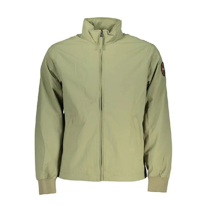 Chic Waterproof Green Jacket With Contrast Accents Zippered Jacket Buttoned Jacket Snapped Jacket