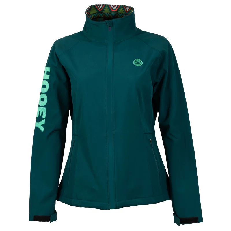 Hooey Women's "Soft Shell Jacket" Teal w/ Multi Color Pattern Lining (HJ105TL) Fleece Jacket Down Jacket Feather Jacket