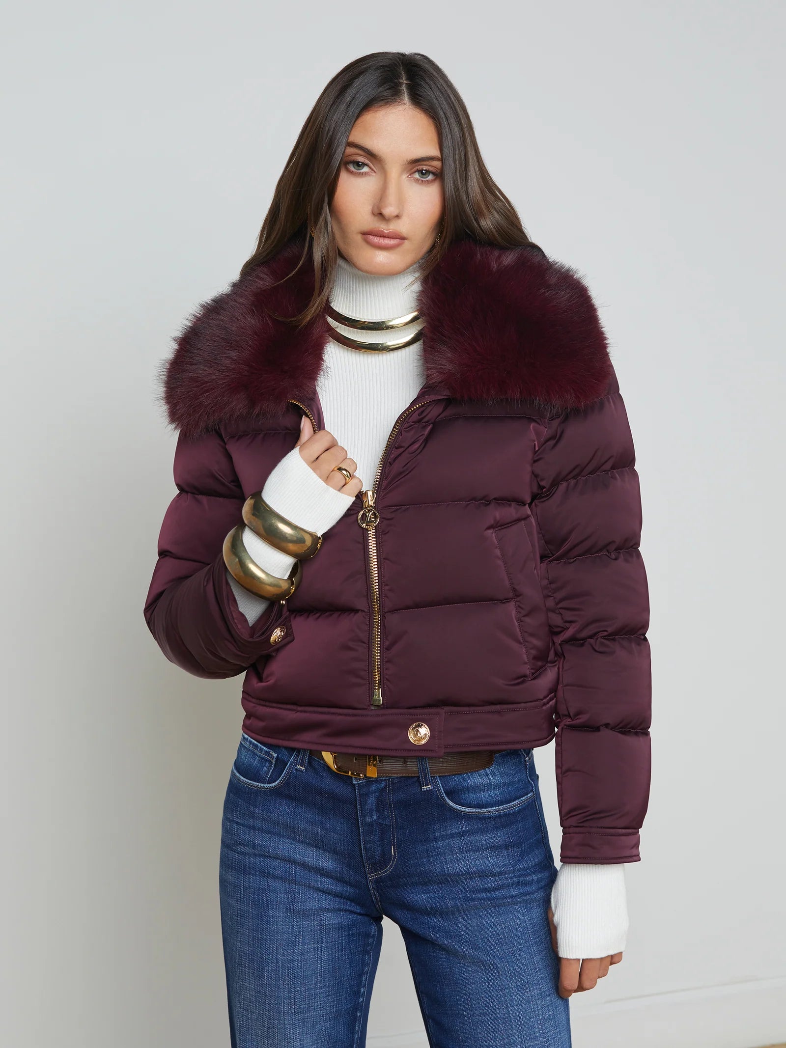 Bretton Puffer Jacket Wine - L'AGENCE Anorak Shell Jacket Lightweight Jacket