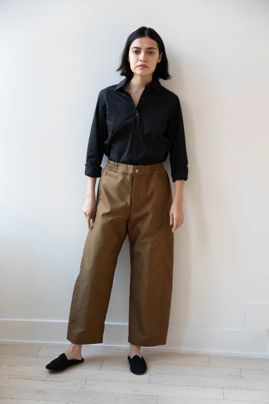 Aseedonclöud | Forest Prophet Trousers in Khaki Moleskin Wide Leg Loose Fit Mid Waist