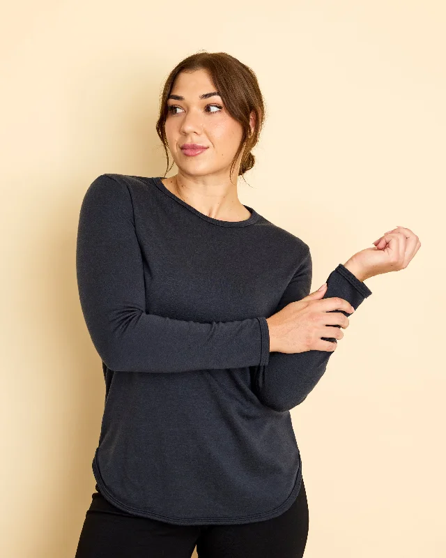Womens Relaxed Fit Crew Neck Pullover AW24 Ruffle Neck Pullover