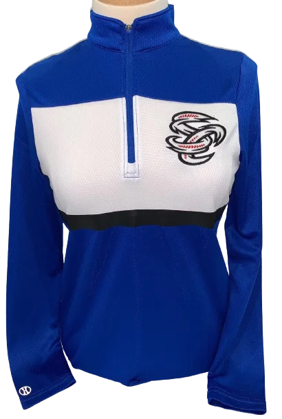 Omaha Storm Chasers Women's Augusta Royal Prism Bold 1/4 Zip Pullover Chunky Knit Pullover