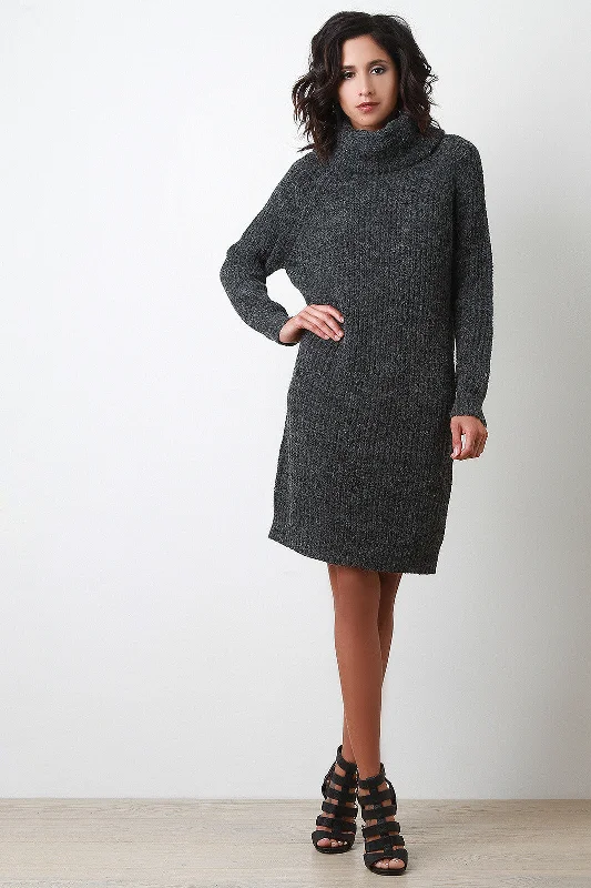 Turtleneck Shift Sweater Dress Elegant Classic Vintage