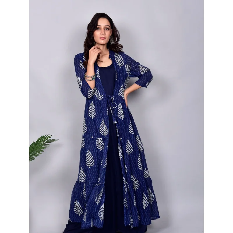 Empress Pitara Leaf Maxi Dress With Jacket Plaid Jacket Tartan Jacket Houndstooth Jacket