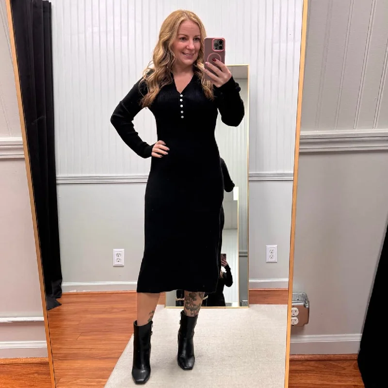 Soft Ribbed Maxi Sweater Dress Toggled Drawstring Belted