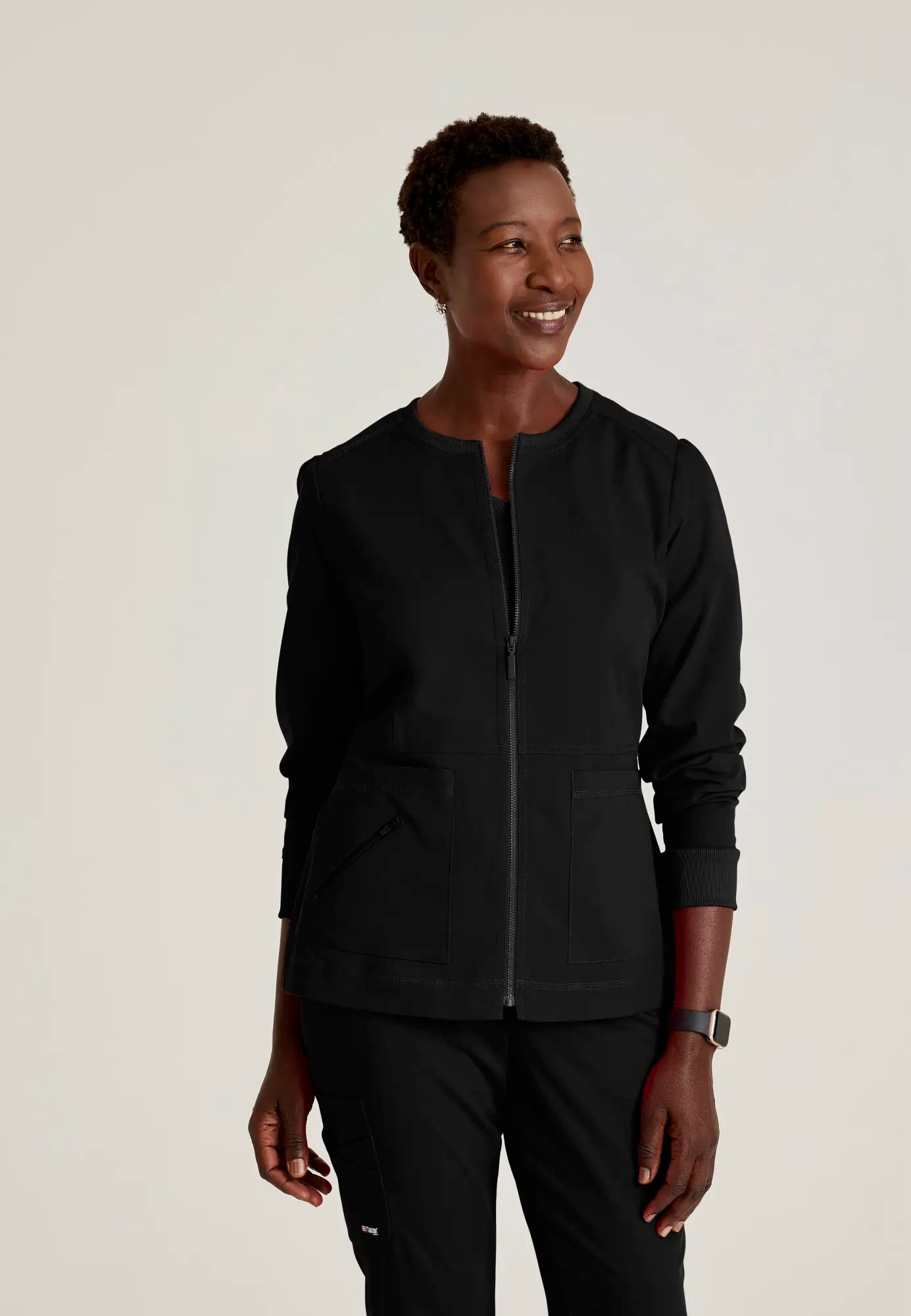 Grey's Anatomy Women's Millie Jacket - Black Zip Front Button Front Snap Front