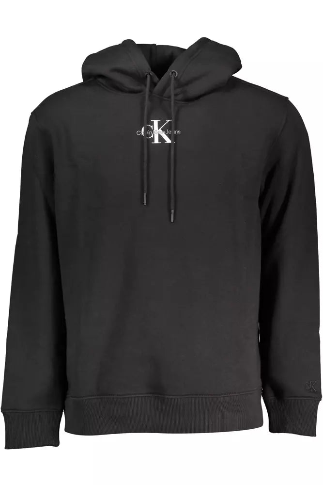 Black Cotton Men Sweater Fleece Sweater Nylon Polyester
