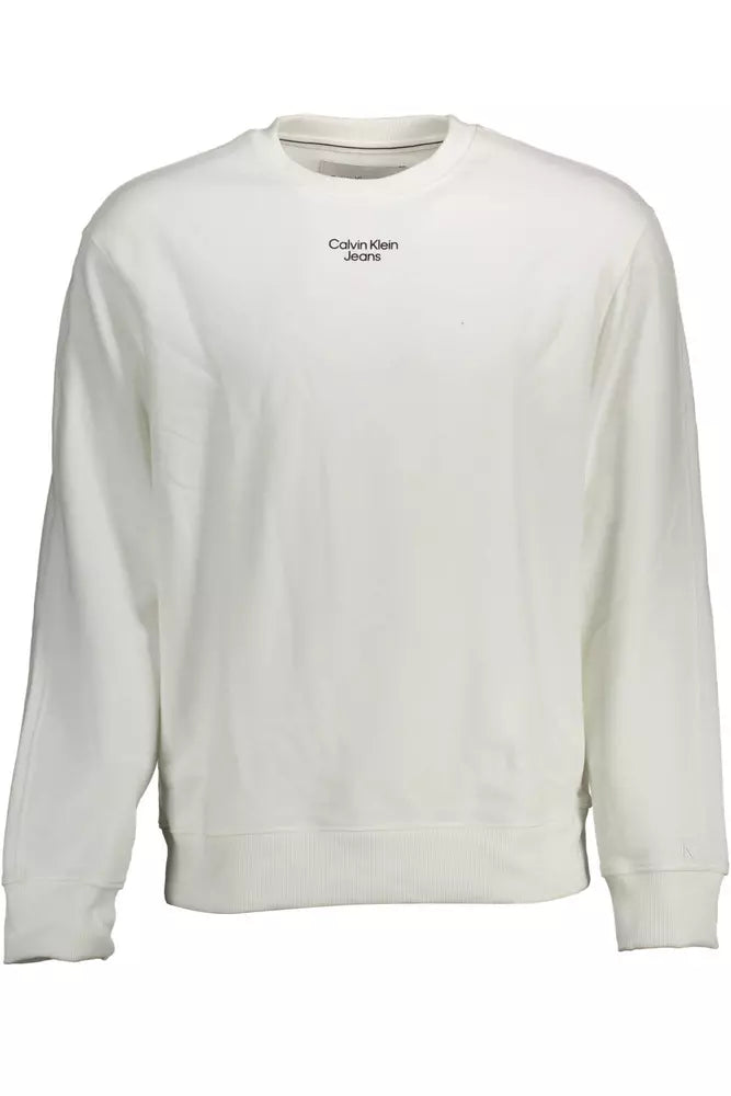 White Cotton Men Sweater Glossy Satin Silk