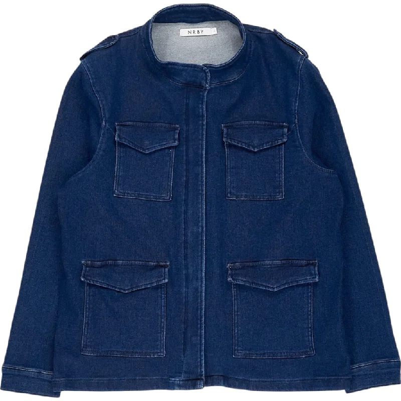 NRBY Blue Denim Jacket Cardigan Sweater Pullover