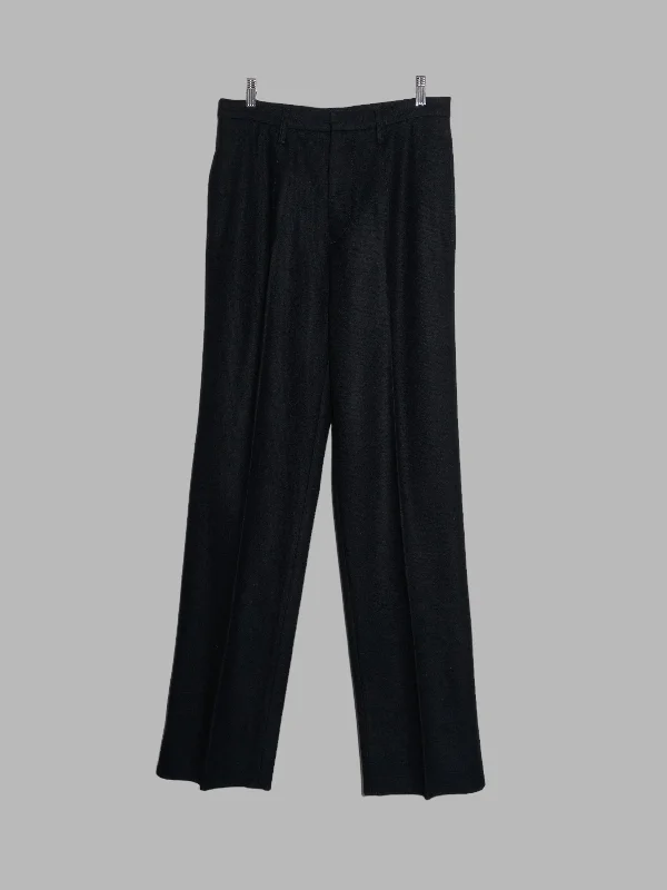 Dirk Bikkembergs 1990s 2000s black wool pleated trousers - M S Trousers Striped Patterned