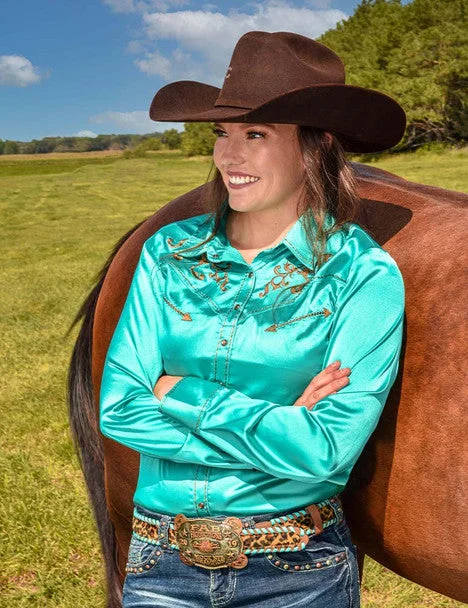 Women's Cowgirl Tuff Pullover Button Up Fitted Ribbed Sweater