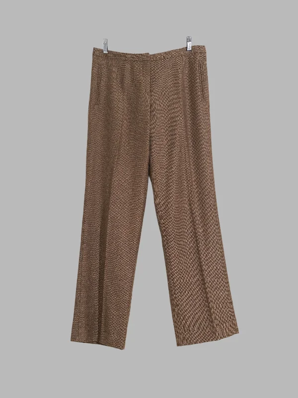 Kenzo brown wool cotton silk blend herringbone trousers - size 40 Trousers Canvas Durable