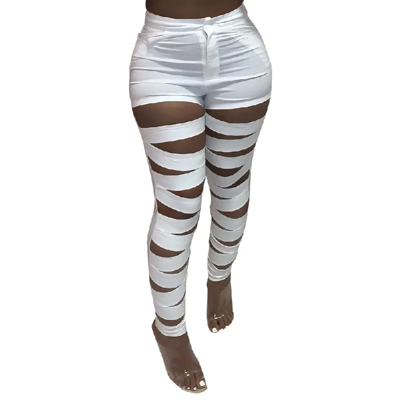Yuerwang Women Pants 2022 Spring Broken Hole Leg Trousers Loose Sexy Long Hollow Out Pants Fashion 2022 New Arrival Trousers cozy comfortable