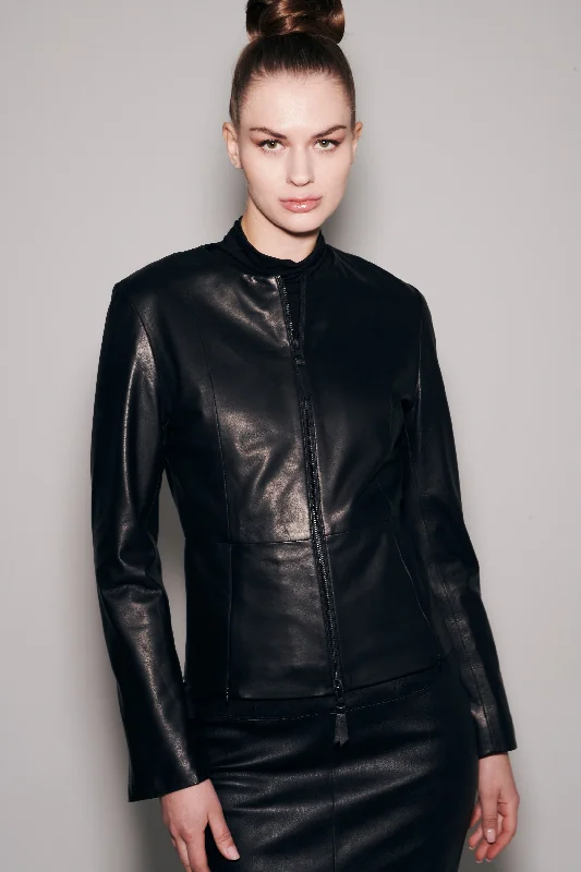Blair Convert Peplum Jacket Black Giacca Lusso - Jakett One-Shoulder Jacket Off-the-Shoulder Jacket Asymmetrical Jacket
