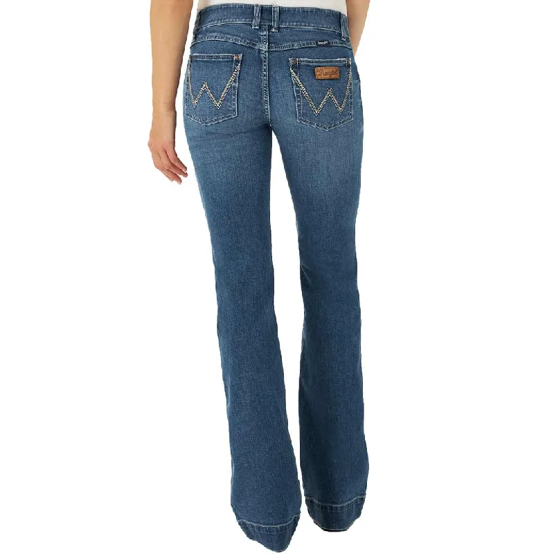 Wrangler Women's Retro Mae Wide Leg Trouser Jeans Trousers Satin Smooth