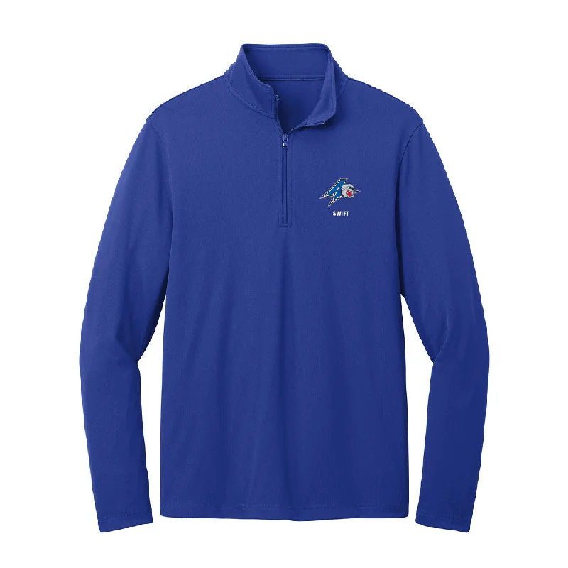 UNC Asheville - NCAA Women's Basketball : Alana Swift - Lightweight Quarter Zip Jacket Wool Jacket Cashmere Jacket Tweed Jacket