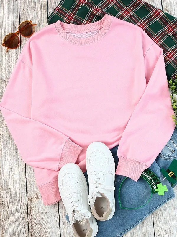 Casual Pink Pullover Besom Neck Pullover