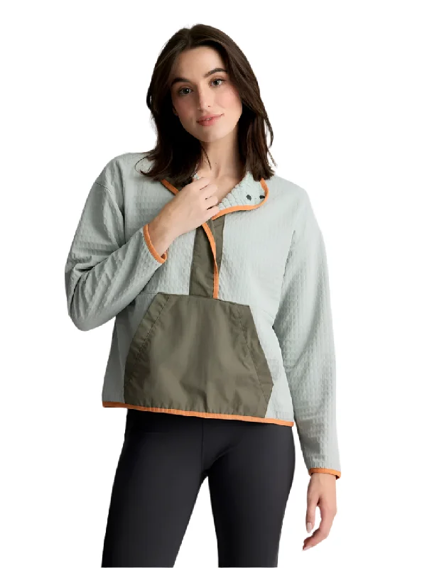 Ws Gridback Fleece Snap Pullover Desert Sage Chenille Soft Sweater