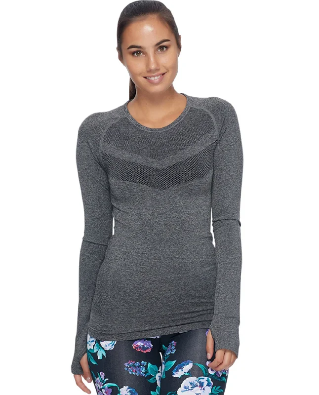 Body Glove Sport Charcoal Joshua Tree Seamless Long Sleeve Pullover Port Neck Pullover