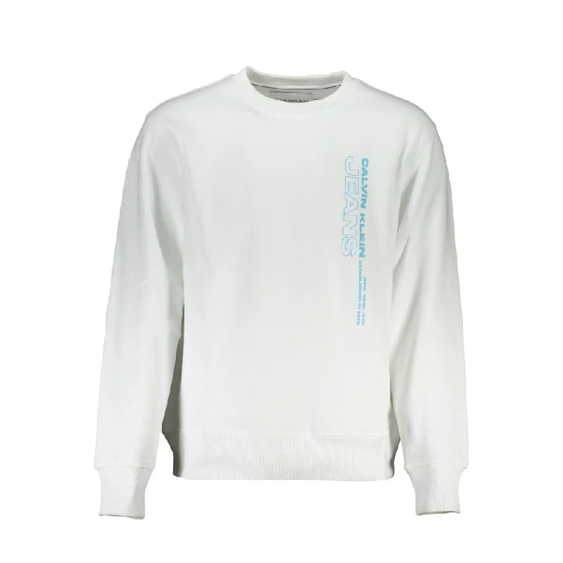 Crisp White Crew Neck Cotton-blend Sweater Cotton Fabric Linen Fabric Terry Fabric