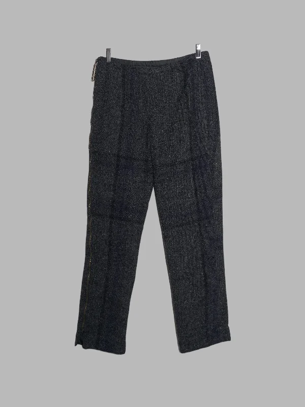 Dirk Bikkembergs Hommes 1990s charcoal wool plaid quilted side zip trousers - 46 Trousers Polka Dot Cute