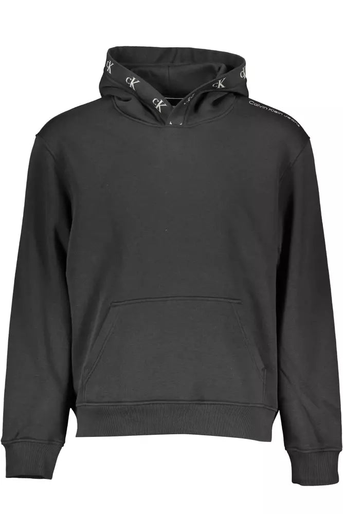 Black Cotton Men Sweater Fitted Slim Tailored