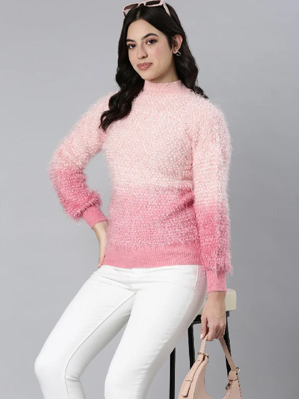 Women Speckled Peach Pullover-CHN-803-Peach Zipper Front Cardigan