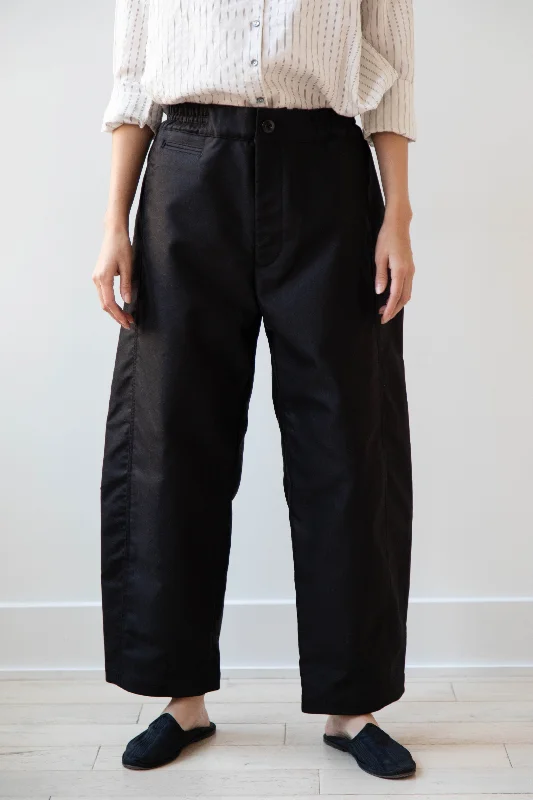 Aseedonclöud | Forest Prophet Trousers in Black Moleskin High Waist Slim Fit Ankle Length