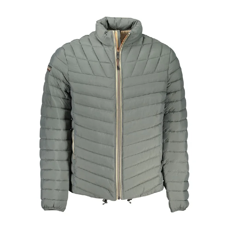 Green Polyamide Men Jacket V-Neck Jacket Boat Neck Jacket Square Neck Jacket
