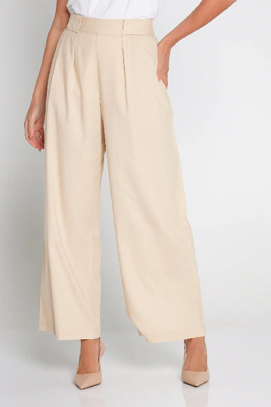 Mayfair Linen Trousers - Cream Trousers Exclusive Limited