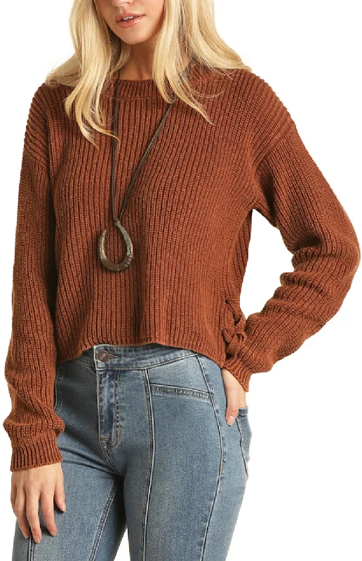 Side slit sweater High Neck Crew Neck V-Neck