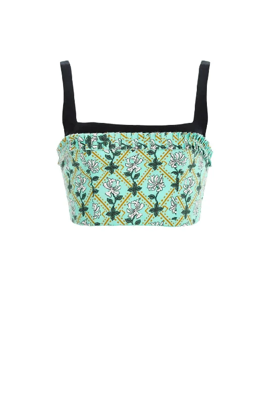 Agua by Agua Bendita Nectarina Cotton Crop Top - Herbal Welt Pockets Slit Pockets Flap Pockets