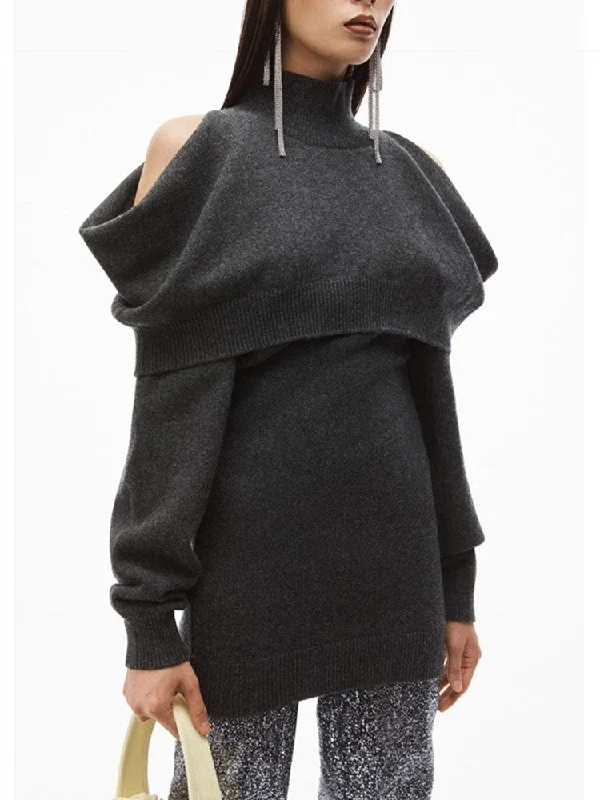light luxury wool knitted sweater long sleeve round neck dress versatile y2k women Open Front Closed Front Wrap Front