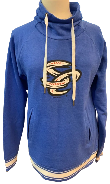 Omaha Storm Chasers Women's Augusta Royal/White Ivy League Funnel Pullover Soft Wool Sweater