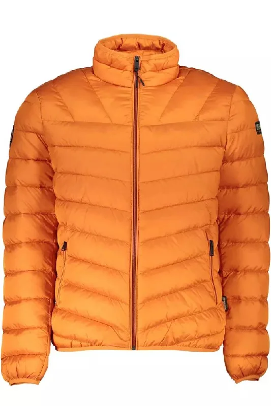 Orange Polyamide Men Jacket Herringbone Jacket Houndstooth Jacket Plaid Jacket