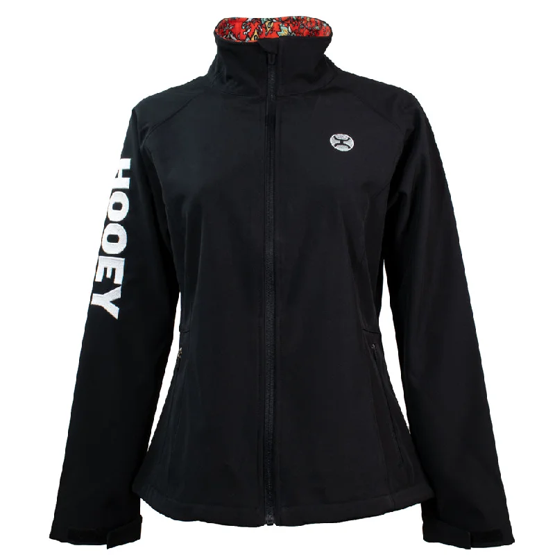 Hooey Women's "Soft Shell Jacket" Black w/ Red Floral Print ( HJ105BK) Satin Jacket Silk Jacket Chiffon Jacket