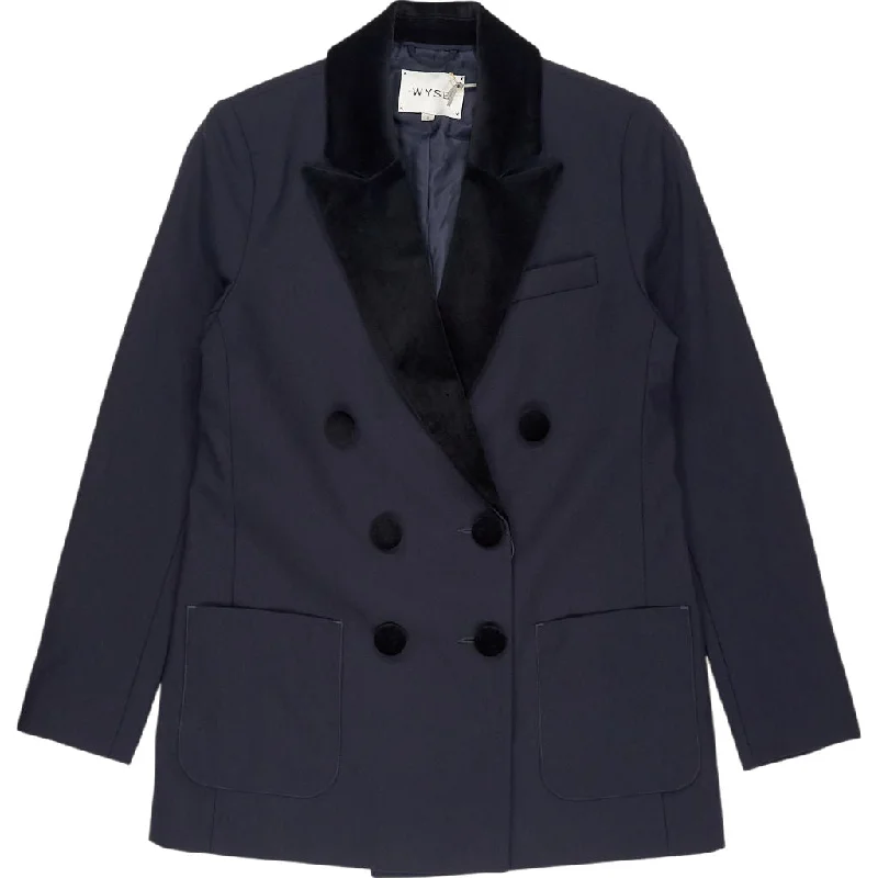 Wyse Navy Velvet Trim Tuxedo Jacket Quilted Jacket Puffer Jacket Insulated Jacket