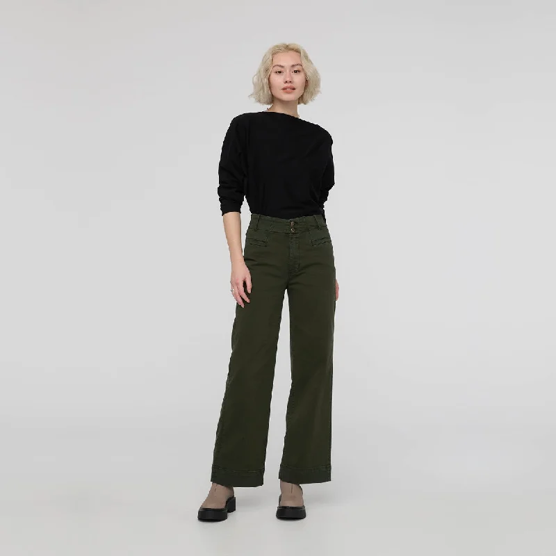 Duer (Sample) - Women's LuxTwill High Rise Trouser - Peat Trousers High Rise Slim Fit