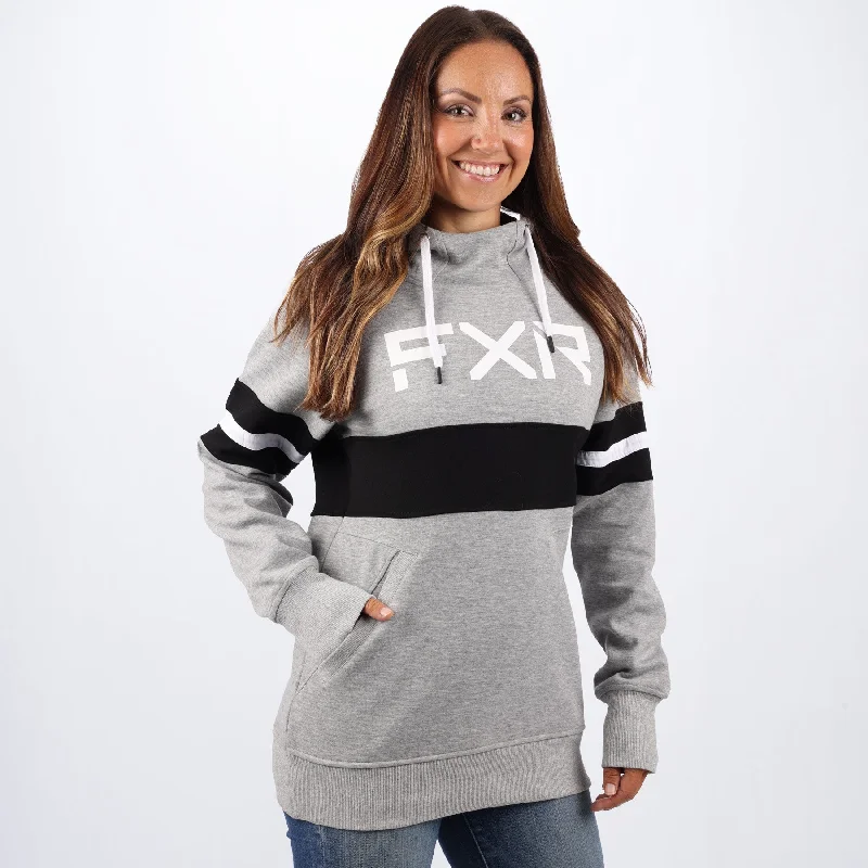 Women's Stripe Pullover Hoodie Open Neck Pullover