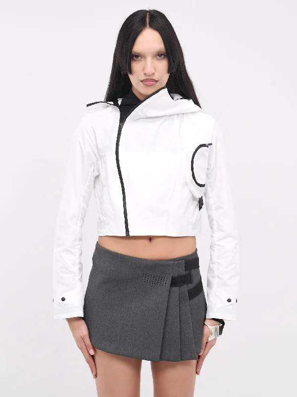 Cropped Shell Jacket (JK4W-WHITE) Fleece Jacket Down Jacket Feather Jacket