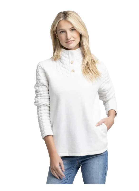 Ws Kelsea Quilted Pullover Hthr Star White Hooded Pullover Sweater